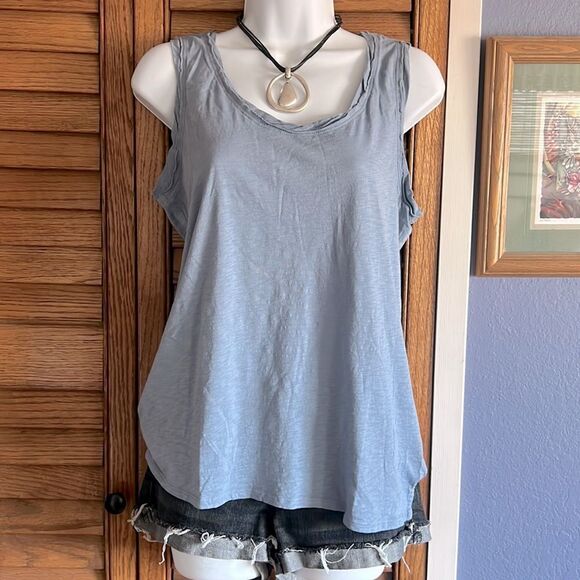 100% Pima Cotton Tank Top Dusty Blue NWOT - Picture 1 of 12